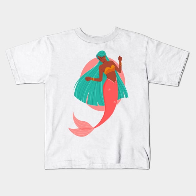 Indian Mermaid Kids T-Shirt by Twkirky